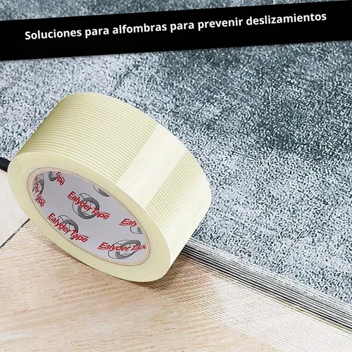 Vista 4 de Cinta de fibra de vidrio reforzada transparente de 2 pulgadas x 30 yardas, cinta de fleje de filamento de 5.5 mil, adhesivo resistente