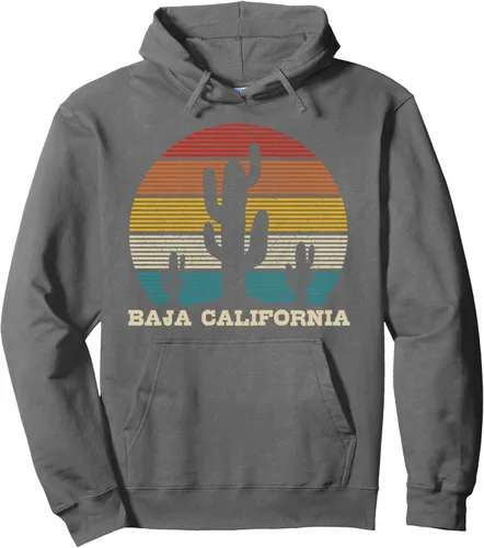 Vista 6 de Baja California Cactus Vintage Retro Desert Souvenir Gift Sudadera con capucha Negro