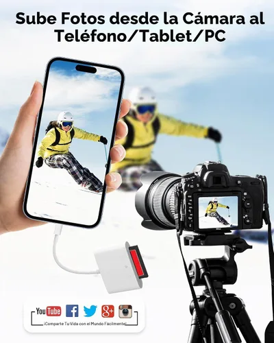 Vista 6 de Lector de tarjetas SD USB C para iPhone 15/teléfono Android/iPad/Mac/computadora portátil, lector de tarjetas micro SD de tres ranuras para tarjetas