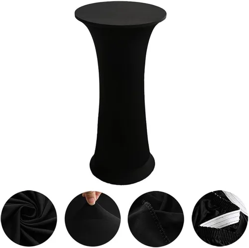 Vista 3 de CANDeal Mantel elástico de elastano, mantel de base redonda para mesa redonda ajustable para bar, boda, fiesta de cumpleaños, banquete