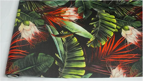 Vista 9 de HAOKHOME Papel tapiz removible con diseño floral de selva para despegar y pegar, papel de pared de vinilo negro/verde/rojo, papel de contacto, 17.7