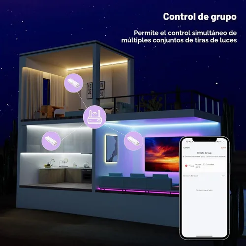 Vista 6 de Matter WiFi LED Controller for LED Strip Light, 5-in-1 Dimmable DC12-48V