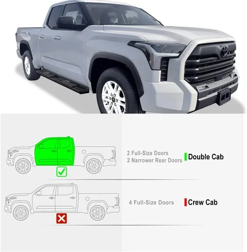 Vista 2 de APS Estribos Nerf estilo OE negro compatibles con Toyota Tundra 2022-2024 doble cabina