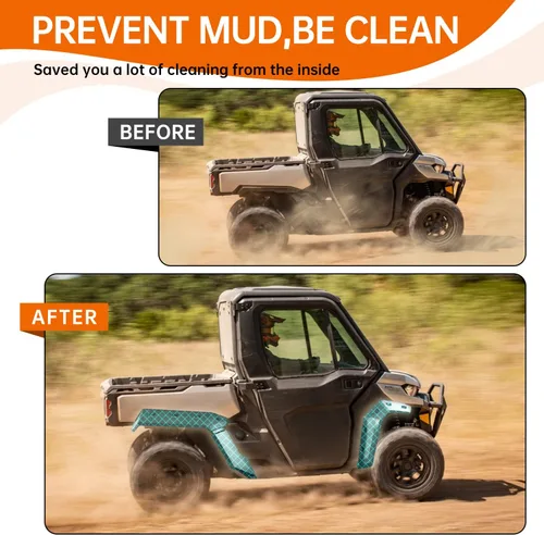 Vista 2 de Parabrisas trasero transparente + guardabarros compatibles con Can-Am Defender HD5/HD8/HD10/MAX 2016-2022