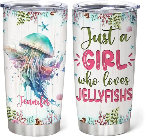 Vista 8 de Hyturtle Regalos personalizados para los amantes de los ajolotes – Just A Girl Who Loves Axolotls - Vaso de acero inoxidable con nombre