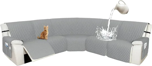 Vista 63 de Arfntevss Fundas de sofá modular reclinable, 100% impermeable, en forma de L, para sillón reclinable en forma de L, funda seccional lavable