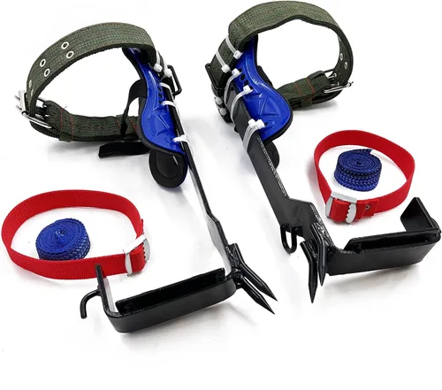 Vista 2 de Juego de pinchos para escalada de árboles/postes, cinturón de seguridad, correa, cuerda ajustable de acero inoxidable