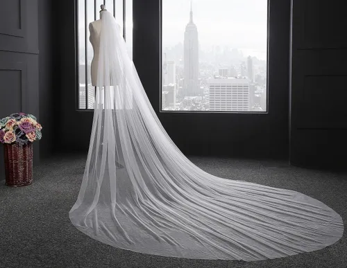 Vista 3 de elliehouse 1Tier Capilla simple de la mujer boda nupcial velo con peine gratis HL05