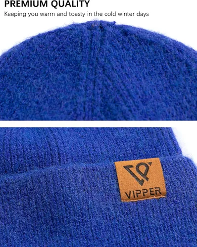 Vista 2 de VIPPER Gorro de punto con diseño de calavera para hombre, gorro cálido para hombre y mujer