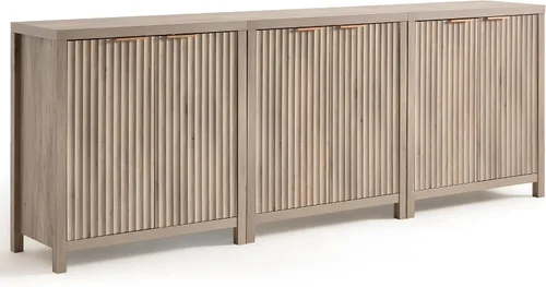 Vista 22 de OAKHAM HOME Oxford Storage Cabinet Fluted Sideboard Buffet with Adjustable Shelves Modern Accent Console Credenza for Hallway, Living Room, Entryway