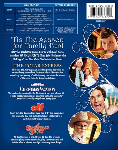 Vista 2 de Essential Holiday Collection (The Polar Express National Lampoon's Christmas Vacation Elf A Christmas Story) Blu-ray