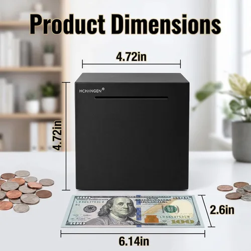Vista 2 de Alcancía irrompible para adultos, banco de dinero de acero inoxidable para ahorrar dinero real, caja de ahorro imprescindible para abrir, caja