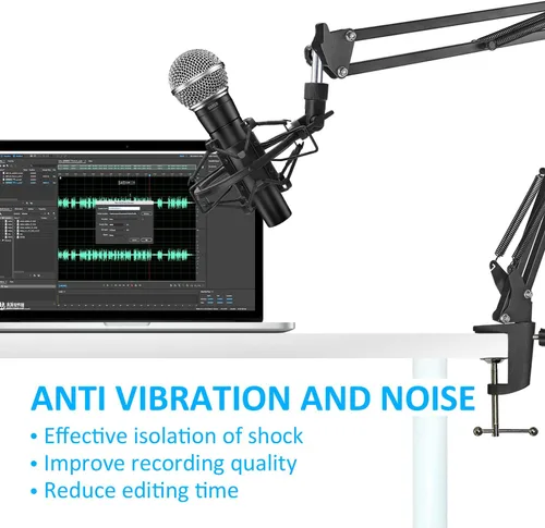 Vista 3 de SUNMON SM58 Soporte de montaje de choque para micrófono para reducir la vibración y el ruido, adecuado para Shure SM58-LC, SM58-CN Micrófono vocal
