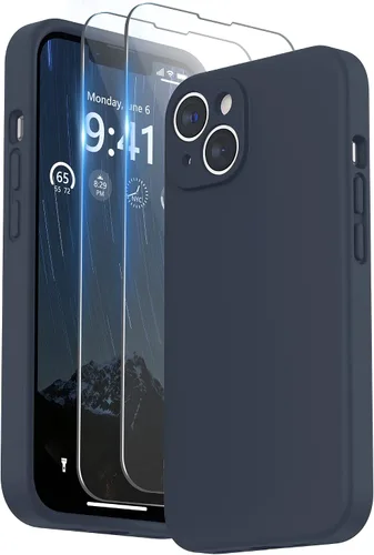 Vista 14 de SURPHY Compatible con iPhone 14 Funda con protector de pantalla (protección para la cámara y forro de microfibra suave) Funda de silicona líquida