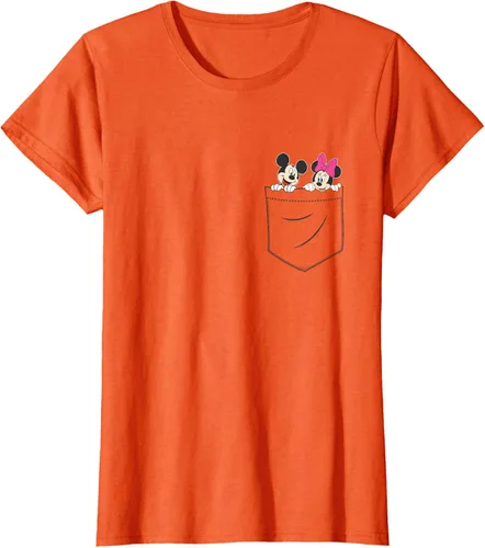 Vista 50 de Disney Mickey & Minnie Mouse - Camiseta de bolsillo pequeño para pareja