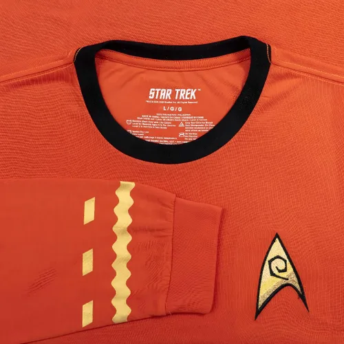 Vista 6 de Star Trek - Camiseta de manga larga para disfraz de Halloween, Capitán Kirk, Ingeniería, Cosplay Rojo