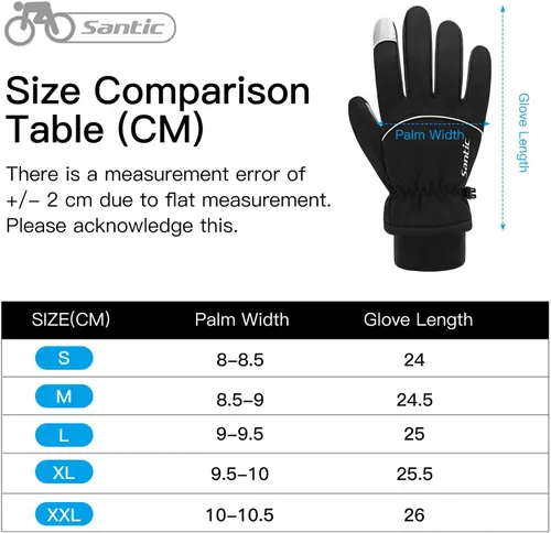 Vista 8 de Santic Guantes térmicos de ciclismo de invierno para hombres y mujeres, guantes acolchados para pantalla táctil, para entrenamiento, correr