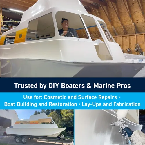 Vista 3 de TotalBoat Gelcoat marino para construcción de barcos, reparación y recubrimientos compuestos (blanco, galón con cera)
