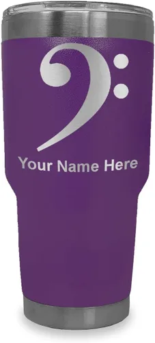 Vista 40 de LaserGram Vaso aislado al vacío de 20 onzas, clave de bajo, grabado personalizado incluido (negro) Engraved Gift for Musician, Vacuum Insulated