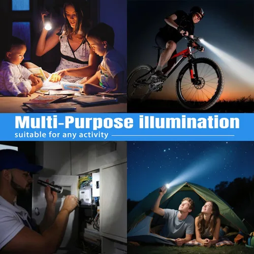 Vista 8 de Linterna táctica LED recargable, 3 modos, paquete de 2 Waterproof Zoomable Design, Adjustable Brightness Torch, Compact Handheld Size for