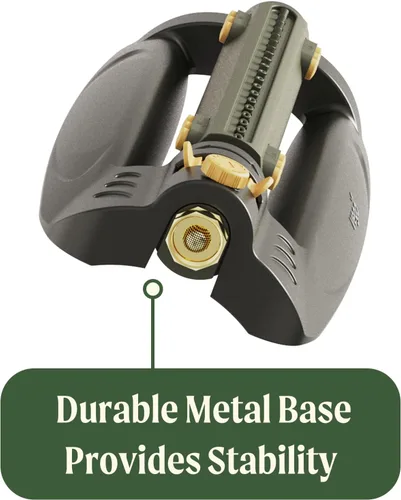 Vista 2 de Vego Aspersor oscilante turbo con conector rápido con base de metal y 20 boquillas de precisión, ajustable en 3 direcciones para cubiertas de patio