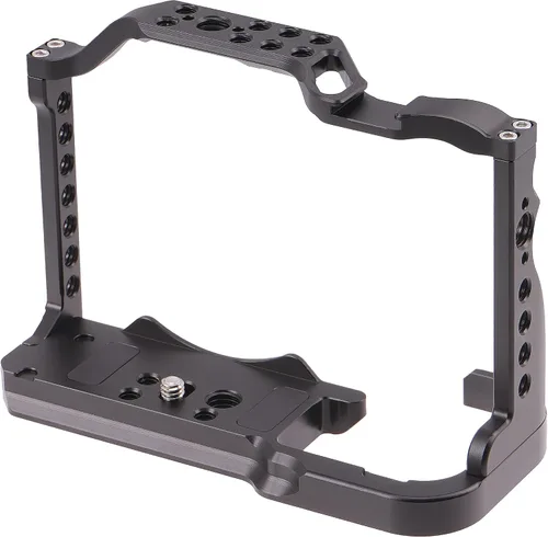 Vista 3 de Hersmay Jaula de cámara EOS R7 con mango superior para Canon EOS R7 Cage con placa de liberación rápida para soporte Arca, zapata fría, riel NATO