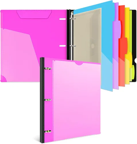 Vista 17 de INFUN Carpeta organizadora de proyectos telescópica de 3 anillos de 1 pulgada, 13 bolsillos, cubierta frontal personalizable, divisor de bolsillo
