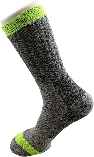 Vista 3 de Dependable Industries - 6 pares de calcetines de trabajo resistentes de construcción HD, calcetines para botas, talla 10-13, gris, verde neón
