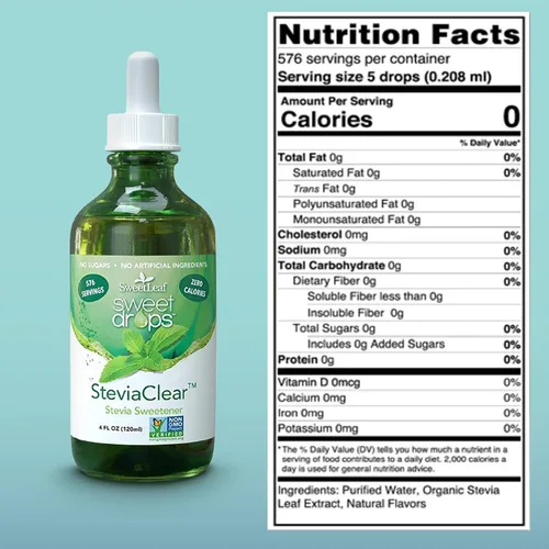 Vista 2 de SWEETLEAFs, extracto de líquido de stevia transparente de 4 oz