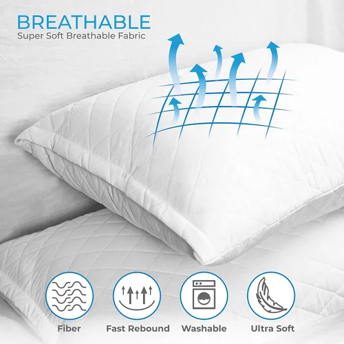 Vista 3 de Diamond Elegant - Almohadas de cama a granel para dormir tamaño Queen, paquete de 12 almohadas, almohadas de hotel para dormir de lado y boca abajo