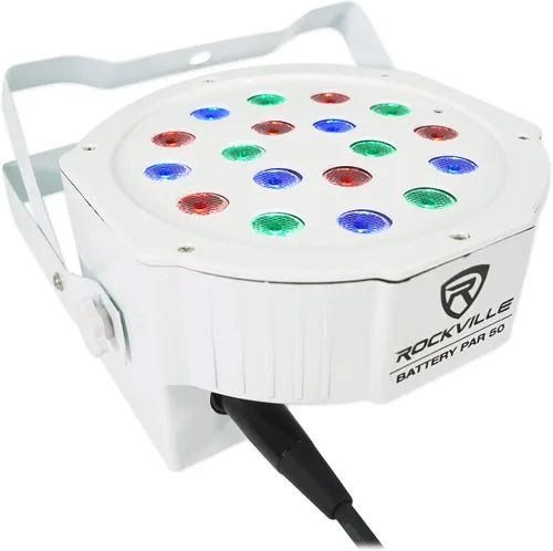 Vista 4 de (3) Rockville Battery PAR 50 Blanco Recargable LED DMX DJ Wash Up Lights+Bag