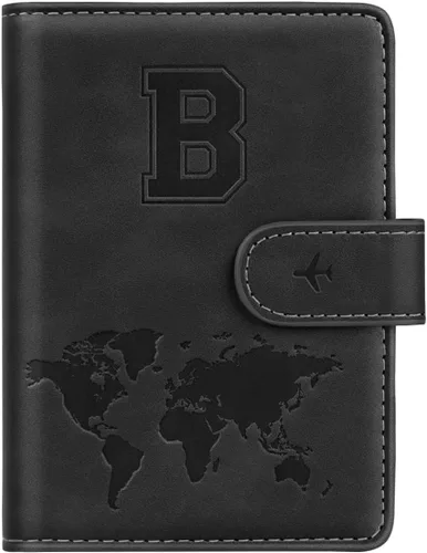 Vista 60 de Funda para Pasaporte Personalizada con Letra de la A a la Z, Billetera de Viaje con Bloqueo RFID, Funda para Pasaporte, Estuche para Pasaporte