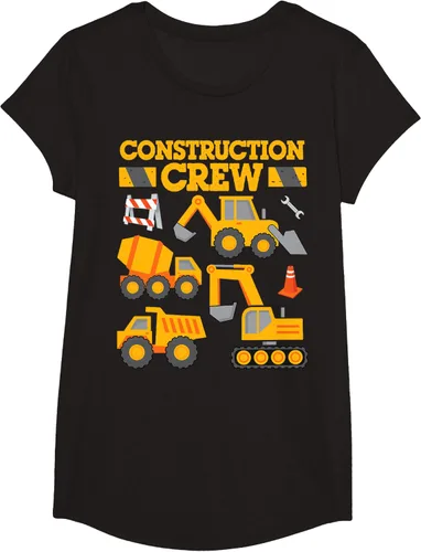 Vista 5 de Construction Crew Worker Excavator - Camiseta para niños y niñas Negro