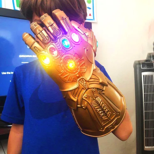 Vista 6 de Guante de infinito electrónico para adultos, guantes de infinito LED con 3 modos de iluminación, 6 piedras del infinito con imán extraíble