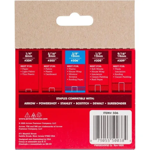 Vista 2 de Arrow Fastener 506-5 - Grapas originales T50 de 3/8 pulgadas, paquete de 1250, 5