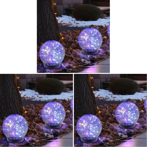 Vista 11 de MLKNK Luces solares de globo para exteriores, impermeables, bolas solares, luces solares de jardín, orbes para exteriores, paquete de 2 bolas
