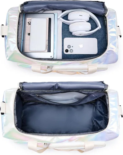Vista 57 de Pequeña bolsa de gimnasio para mujer, bolsa de viaje con compartimento para zapatos