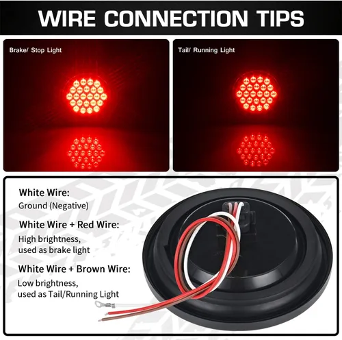 Vista 7 de Luces redondas de remolque de 4 pulgadas, 24 luces LED superbrillantes de freno/trasera, IP67 impermeable, certificado DOT para remolques, camiones