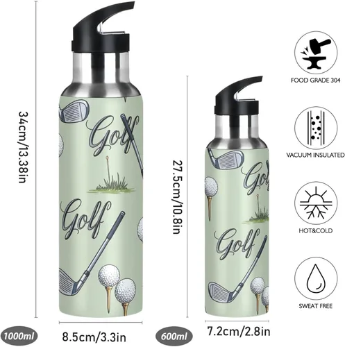 Vista 2 de BPA-Free Sport Water Bottle 32 Oz, Stainless Steel Water Bottle for Gym Outdoor Travel School, Golf Clubs