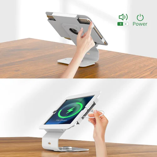 Vista 5 de Kiosk POS - Soporte para tablet compatible con iPad Air 1, Air 2, Pro 9.7, 5ª, 6ª, soporte para tableta de escritorio de negocios con base giratoria