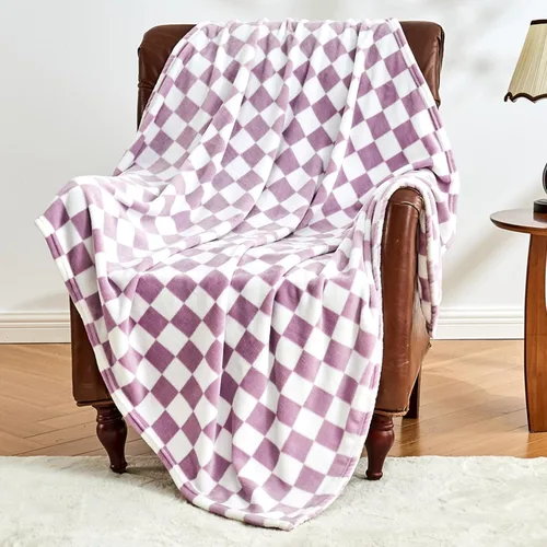 Vista 18 de Edenleaf - Manta de forro polar a cuadros negros para sofá, cálida decoración del hogar Ultra Soft Cozy Fuzzy Blanket for Bed Sofa, Fluffy