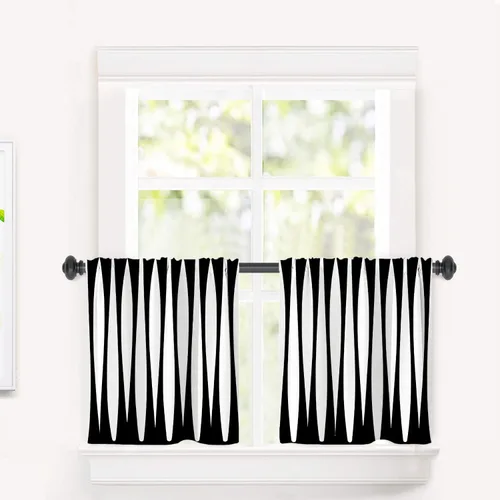 Vista 134 de Cortinas opacas de poliéster multicapa para cafetería, con diseño de diamantes, 2 unidades, 26 x 24 pulgadas