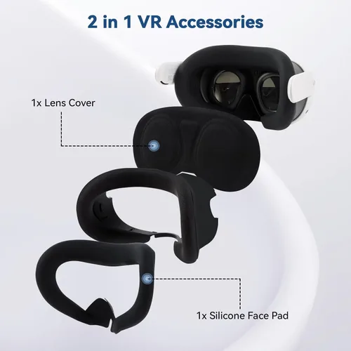 Vista 4 de Compatible with Meta Quest 3 Accessories, Quest 3 Silicone face Cover, VR Shell Cover,Quest 3 Touch Controller Grips Cover,Protective Lens Cover