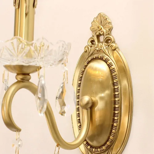 Vista 6 de Apliques de pared retro franceses, lámpara de pared de lujo para interiores con base E14, iluminación de noche de cristal para comedor, sala
