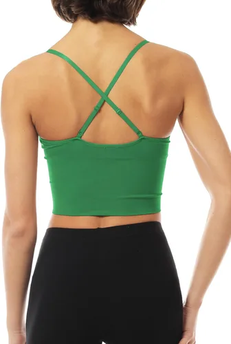 Vista 6 de Design by Olivia Sujetador deportivo para mujer, casual, sin costuras, acolchado, para entrenamiento, camiseta sin mangas, recortada, para yoga