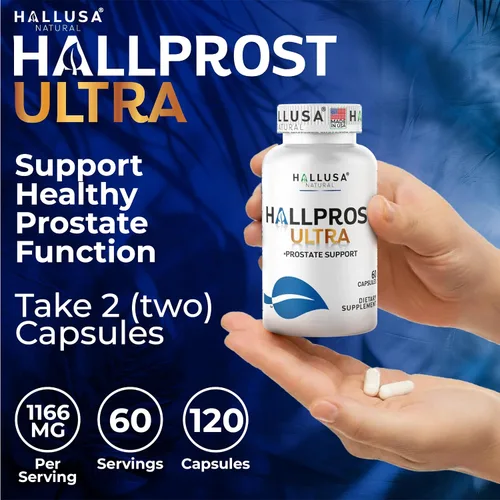 Vista 6 de Hallusa Natural Hallprost Ultra + Free Hallvigor - Salud y vitalidad de próstata para hombres - Saw Palmetto, licopeno y ginseng - Apoya la función