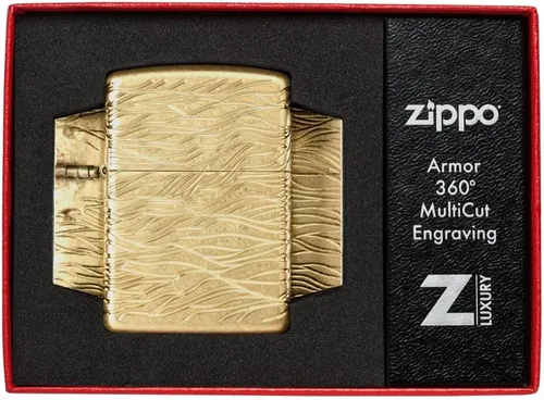 Vista 7 de Zippo Encendedor de Bolsillo de Latón Armor Pulido con Diseño de Ondas de Lujo