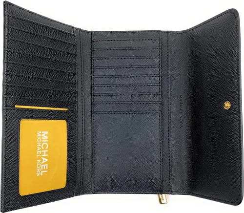 Vista 5 de Michael Kors Jet Set - Cartera triple grande de viaje para mujer (negrodorado), NegroOro, Cartera