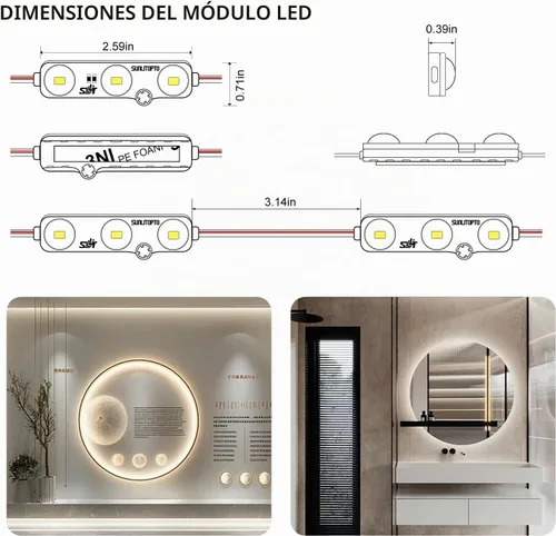 Vista 8 de Módulos blancos 100PCS de la muestra del LED 6500K, luces impermeables de la letra del canal 2835 SMD con el respaldo adhesivo para las señales