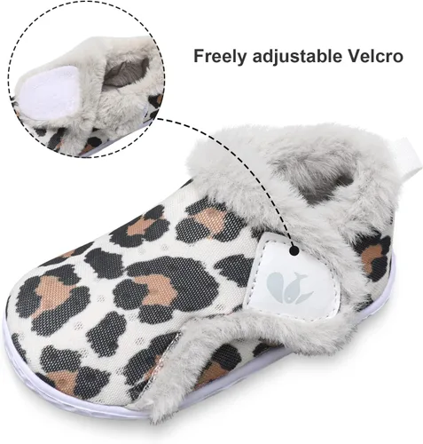 Vista 3 de FEETCITY - Zapatos para bebés, niños y niñas, pantuflas cálidas de vellón, botines para primeros pasos, calcetines cálidos para recién nacidos